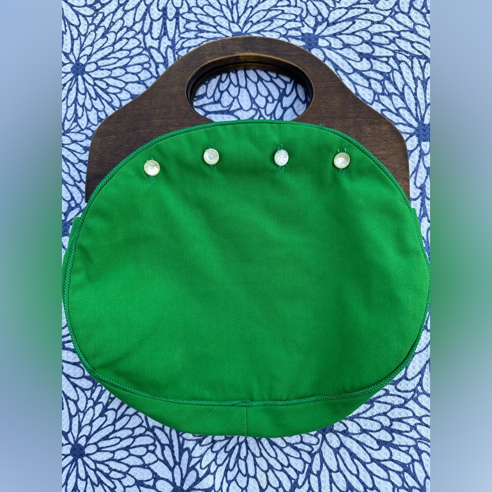 Vintage Bermuda Bag with opalescent buttons and reversible cover